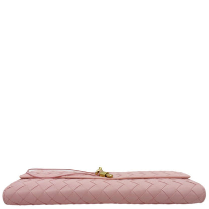 BOTTEGA VENETA Andiamo Woven Leather Clutch Rose
