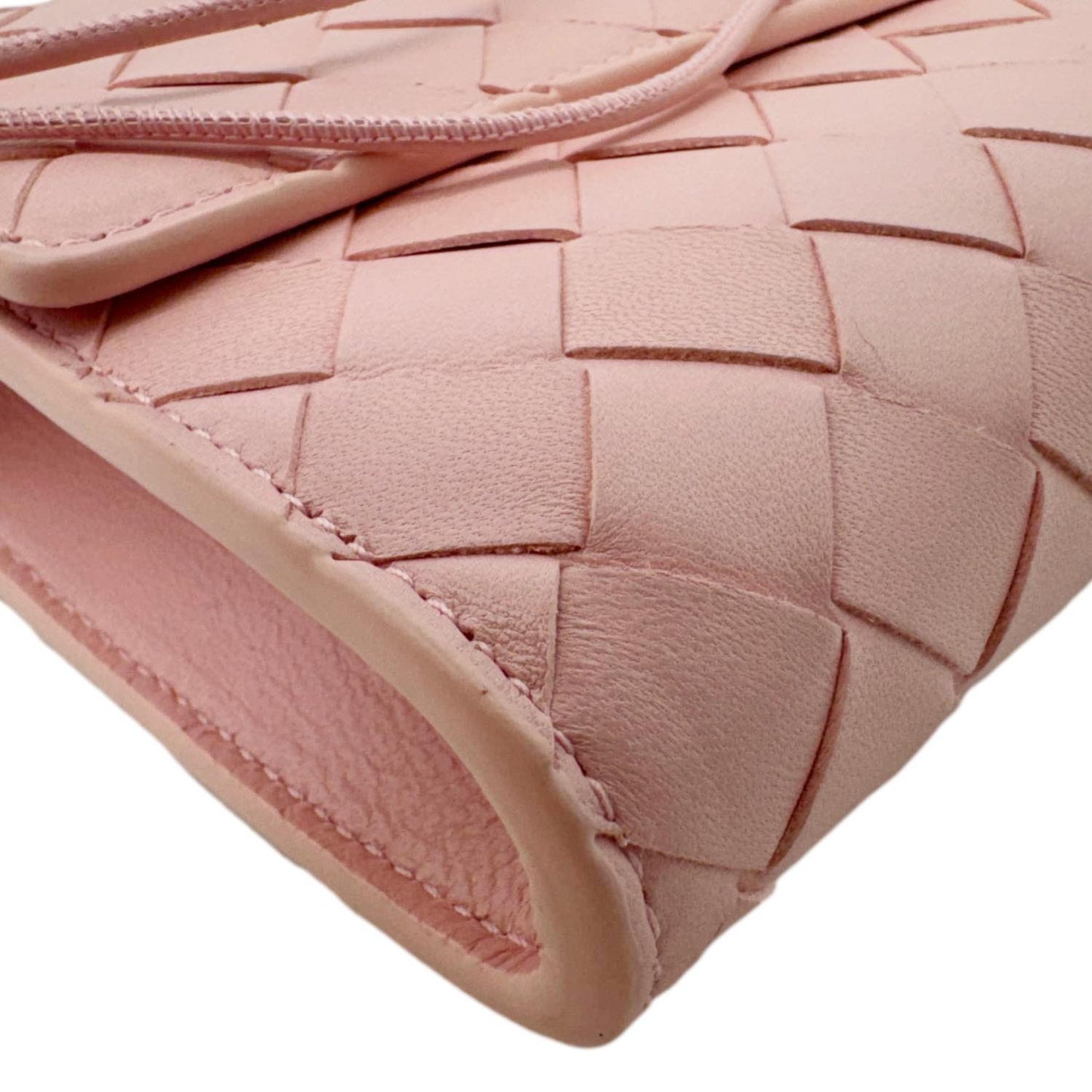 BOTTEGA VENETA Andiamo Woven Leather Clutch Rose