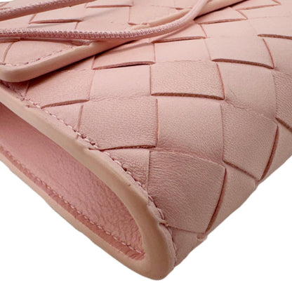 BOTTEGA VENETA Andiamo Woven Leather Clutch Rose