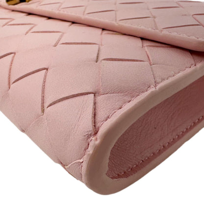 BOTTEGA VENETA Andiamo Woven Leather Clutch Rose
