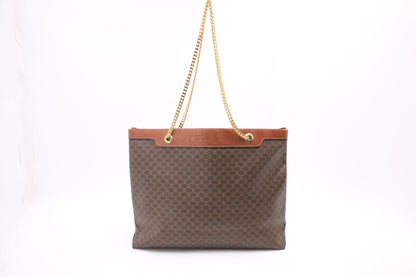 Celine Chain Tote in Brown Macadam Canvas