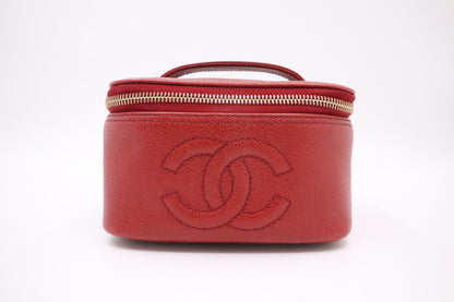 Chanel Vanity Pouch in Red Caviar Leather