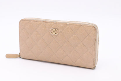 Chanel Long Zippy Wallet in Beige Camelia MatelassÃ© Leather