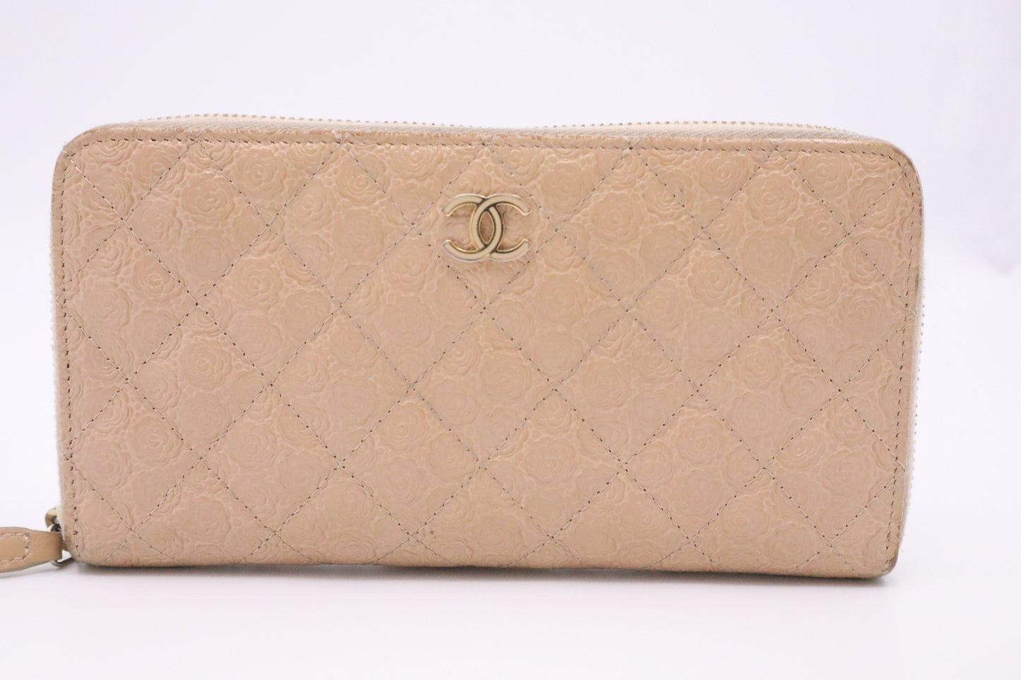 Chanel Long Zippy Wallet in Beige Camelia MatelassÃ© Leather