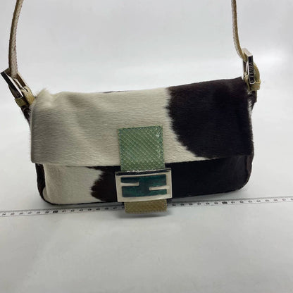 Fendi Baguette Pony hair in cow print White with Python Skin Strap and Buckle