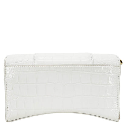 BALENCIAGA Hourglass Leather Wallet On Chain Bag Off White