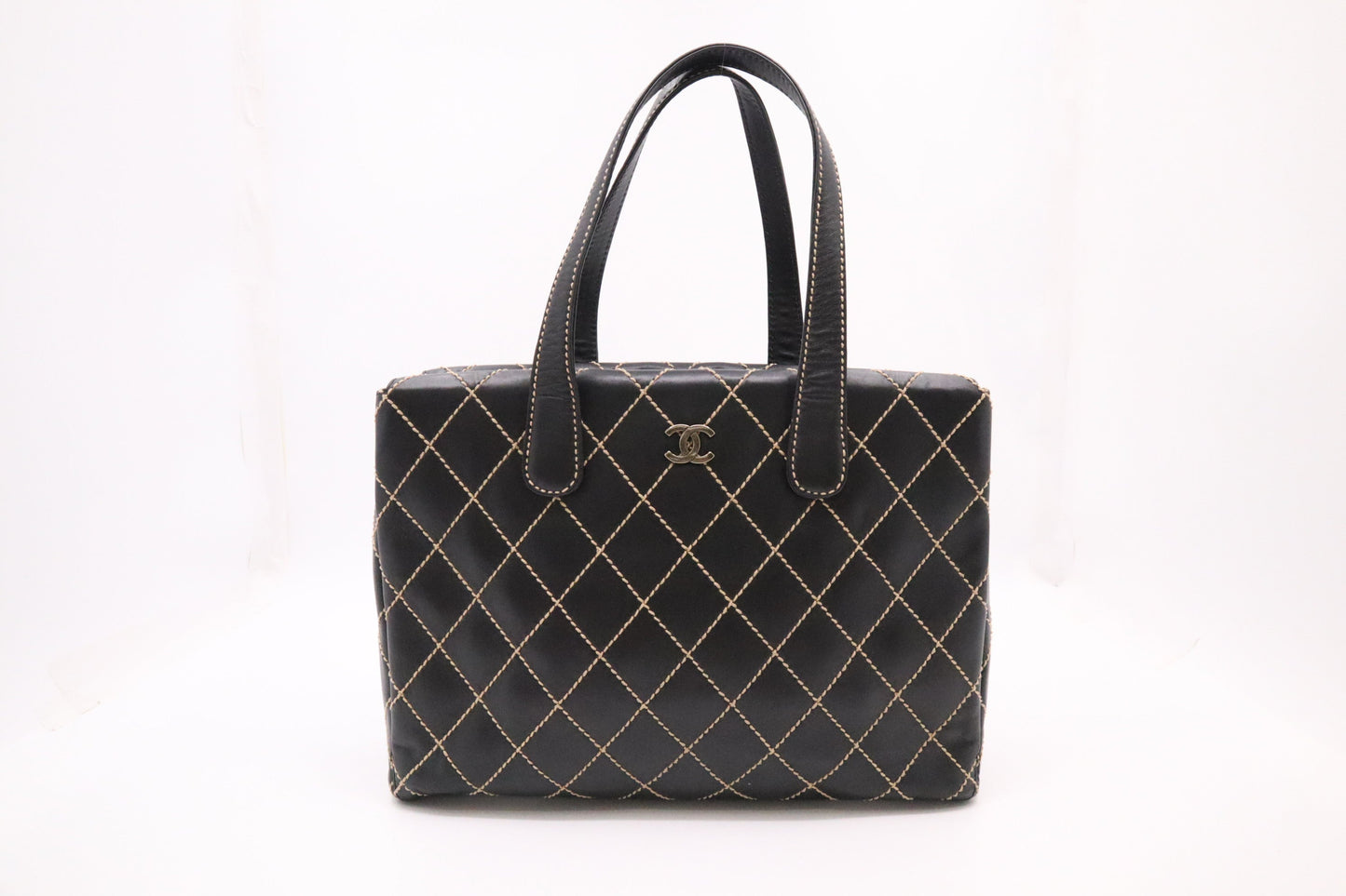Chanel Large Surpique Tote in Black Leather