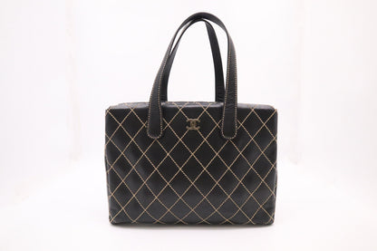 Chanel Large Surpique Tote in Black Leather