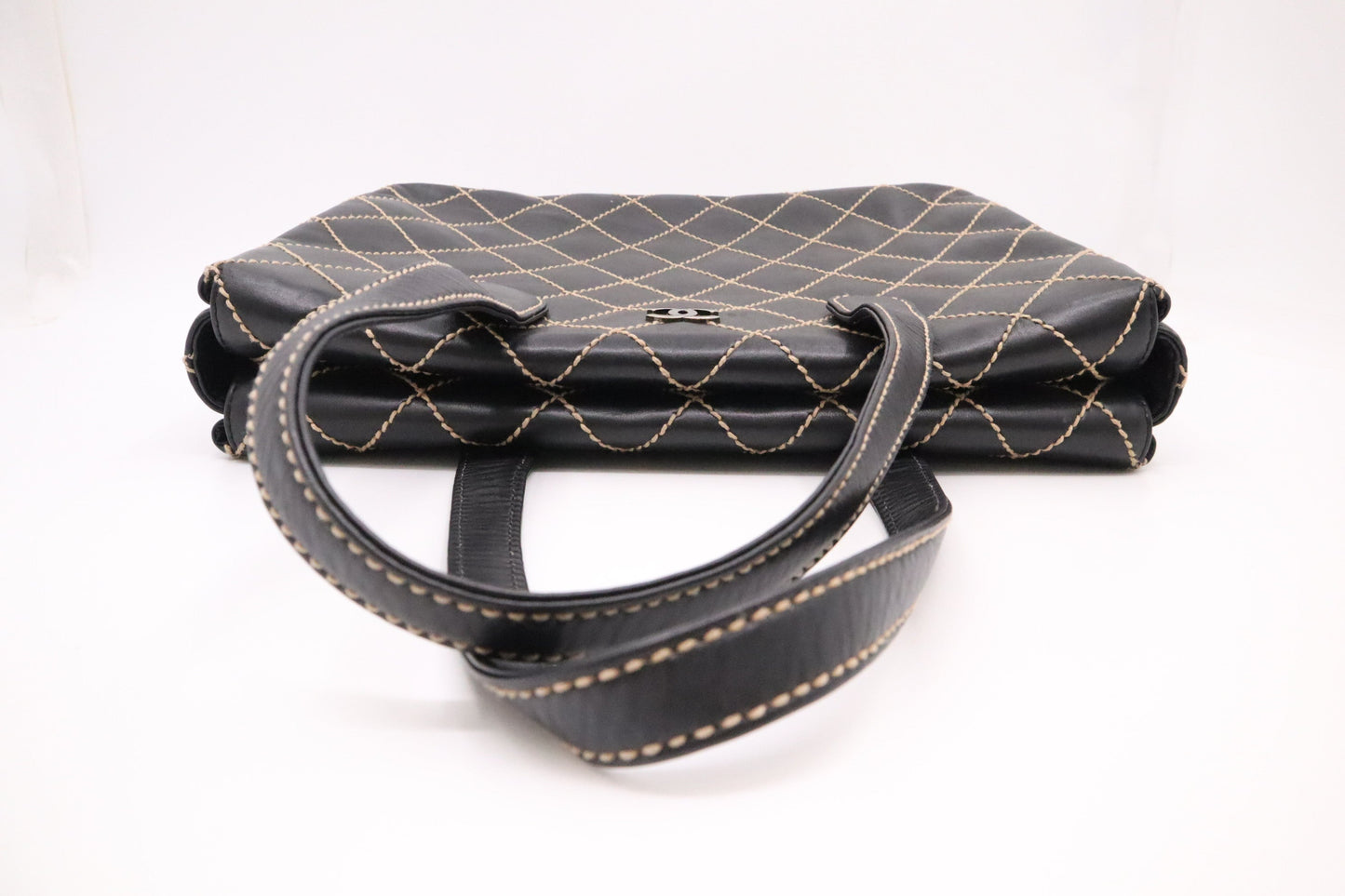 Chanel Large Surpique Tote in Black Leather