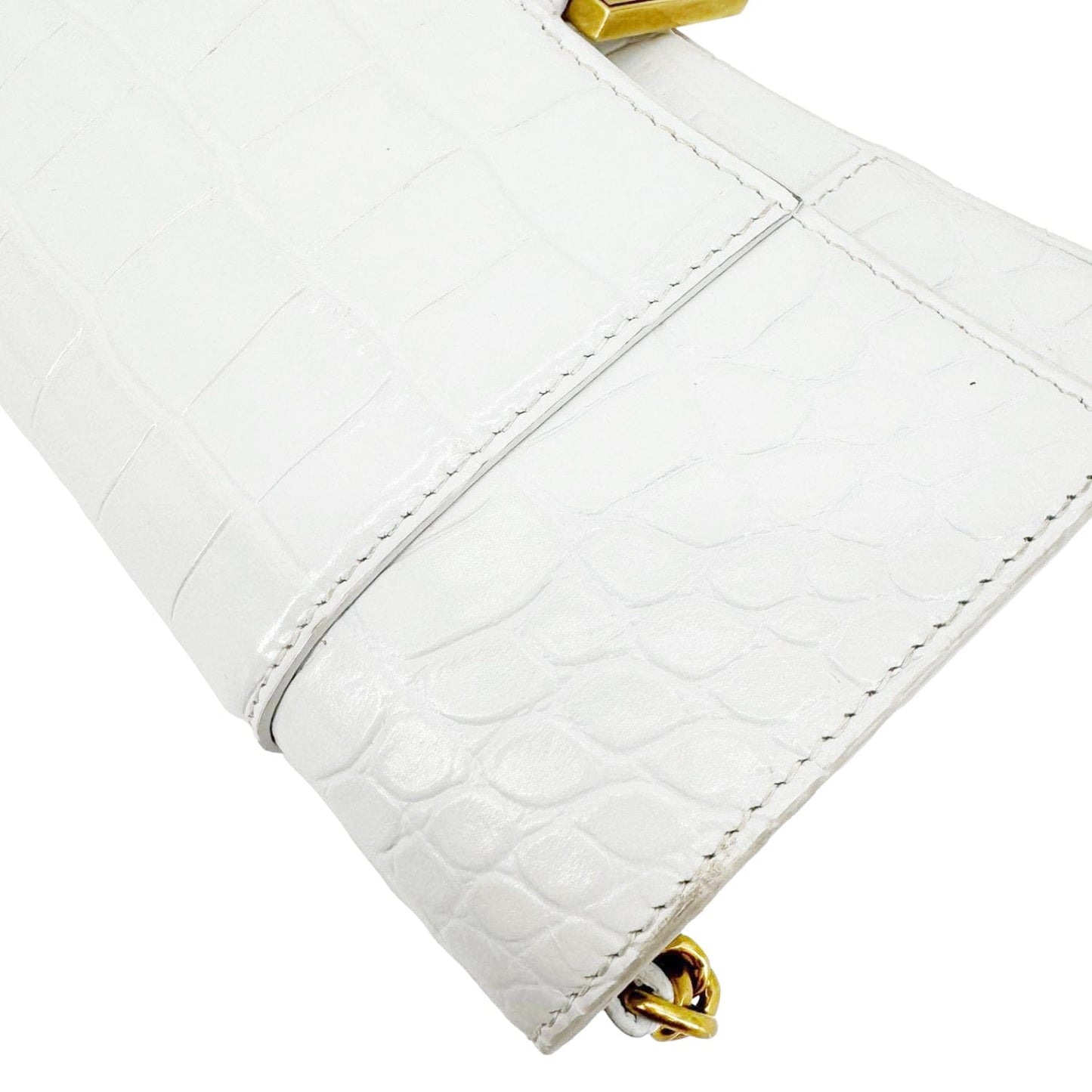 BALENCIAGA Hourglass Leather Wallet On Chain Bag Off White