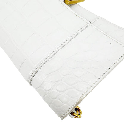 BALENCIAGA Hourglass Leather Wallet On Chain Bag Off White