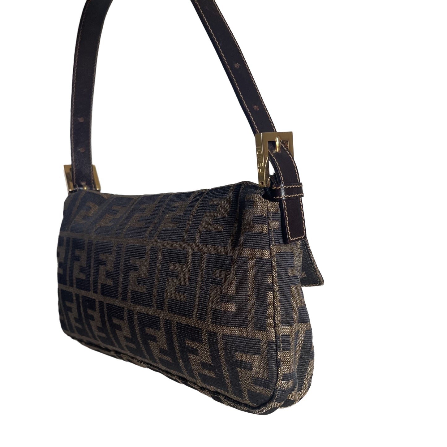 Fendi Baguette Classic Zucca Print Monogram Gold-tone Hardware