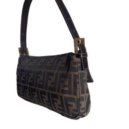 Fendi Baguette Classic Zucca Print Monogram Gold-tone Hardware