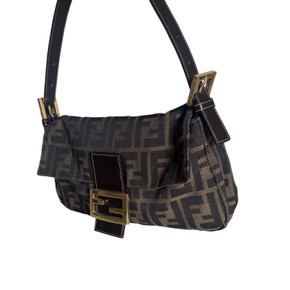 Fendi Baguette Classic Zucca Print Monogram Gold-tone Hardware