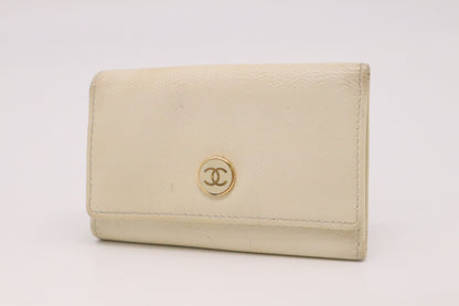 Chanel 6 Key Case in Cream Leather