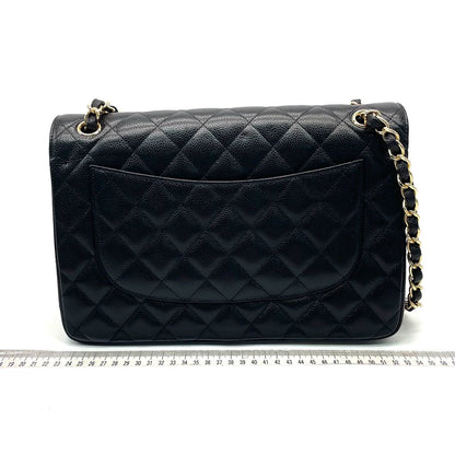 Chanel Classic Flap Jumbo Black Caviar Leather Double Flap with Gold Hardware