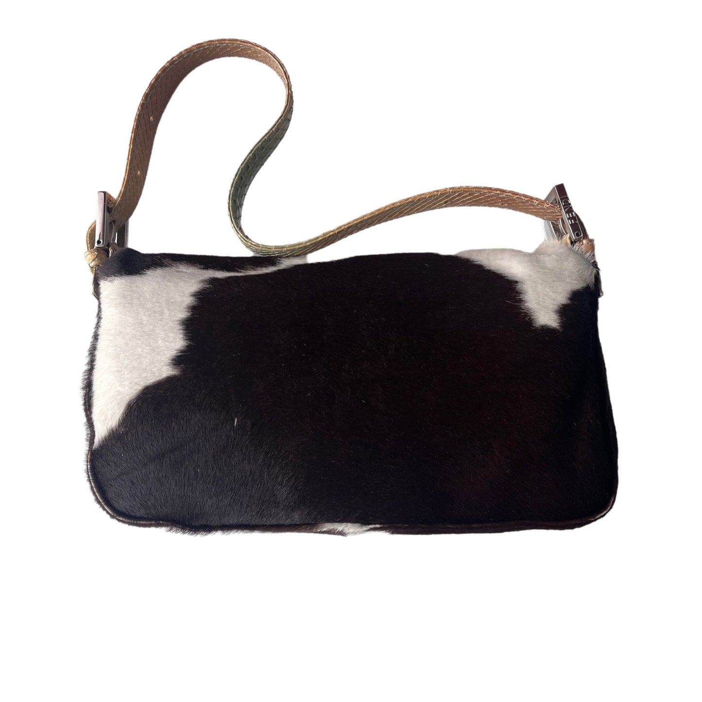 Fendi Baguette Pony hair in cow print White with Python Skin Strap and Buckle