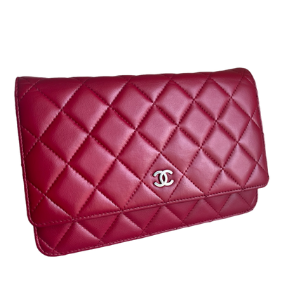 Chanel Wallet On Chains WOC Timeless/ Classic Red Lambskin Leather