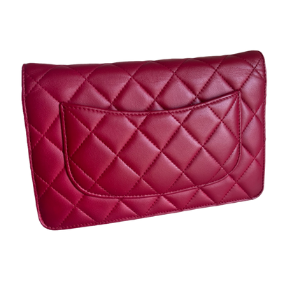 Chanel Wallet On Chains WOC Timeless/ Classic Red Lambskin Leather