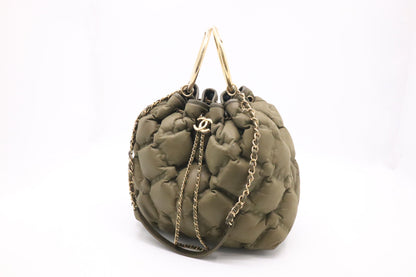 Chanel Bubble Bucket Bag in Military Green Leather