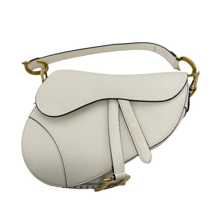Dior Saddle White Medium Grained Leather Handbag