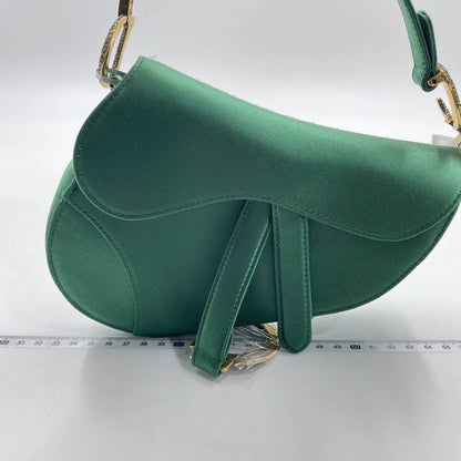 Dior Saddle Mini Silk Emerald Green with crystals