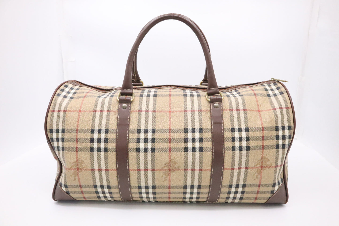 Burberry Travel Bag in Beige Check Coated Canvas