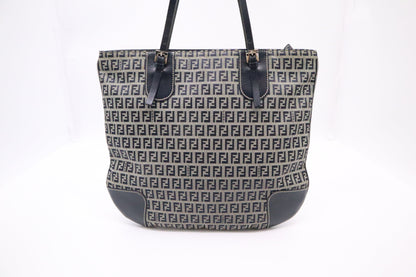 Fendi Tote in Navy Blue Zucca Canvas