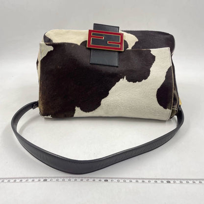 Fendi Mamma Baguette Pony hair in cow print White and Black