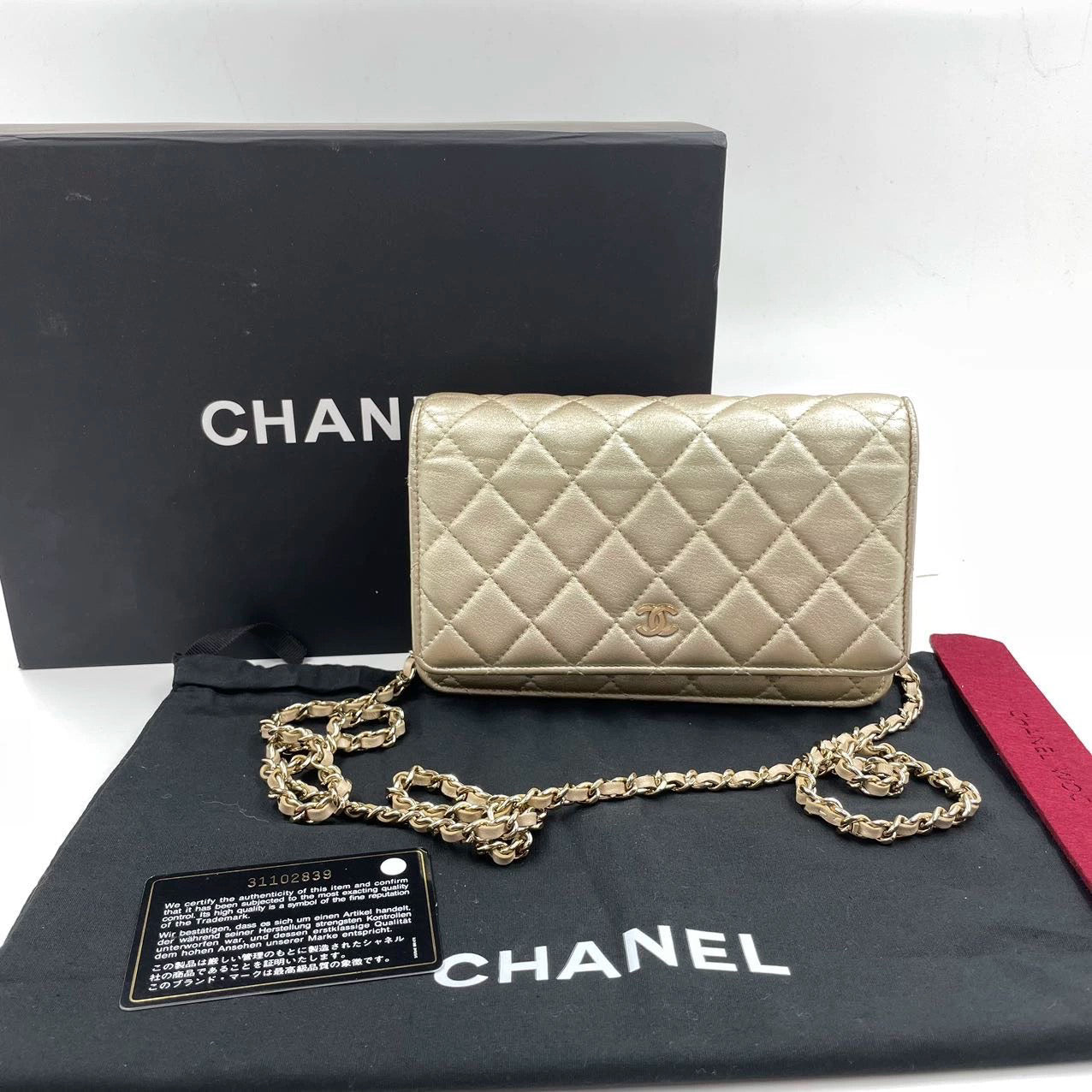 Chanel Wallet on Chain WOC Gold Lambskin Leather