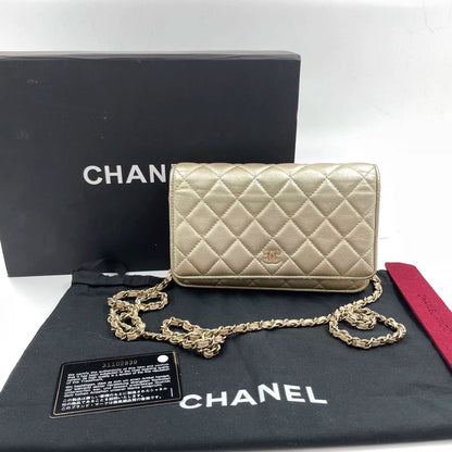 Chanel Wallet on Chain WOC Gold Lambskin Leather