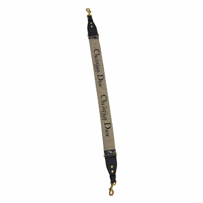 CHRISTIAN DIOR Studded Oblique Embroidered Denim Strap Navy Blue