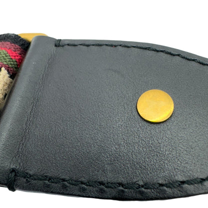CHRISTIAN DIOR Studded Oblique Embroidered Denim Strap Navy Blue