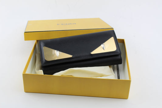 FENDI MONSTER LEATHER CONTINENTAL WALLET