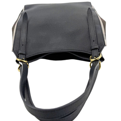 BURBERRY Canterbury Small House Check Derby Leather Tote Bag Black