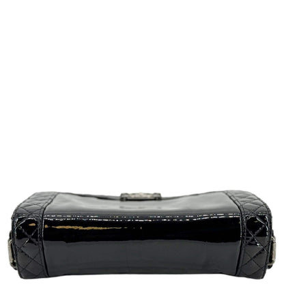 CHANEL Boy Reverso Flap Medium Patent Leather Crossbody Bag Black
