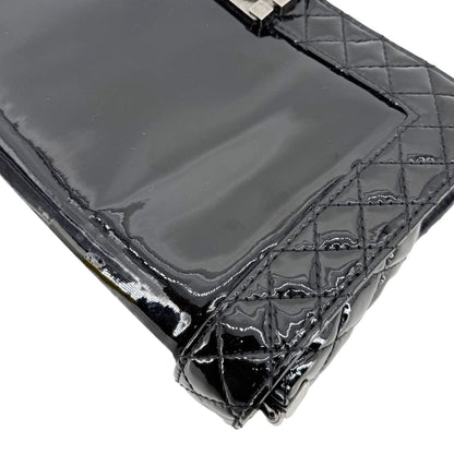 CHANEL Boy Reverso Flap Medium Patent Leather Crossbody Bag Black