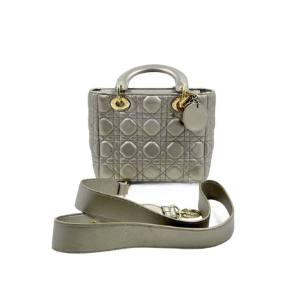 Lady Dior Small ABCdior Light Copper Gold Cannage Lambskin Handbag with ABC Strap