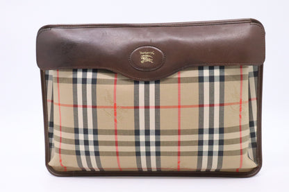 Burberry Clutch in Brown Check Canvas