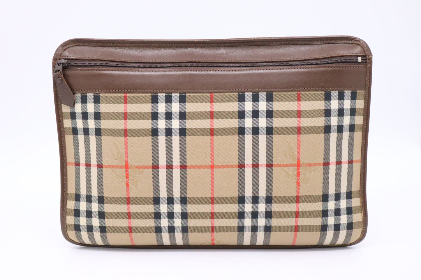 Burberry Clutch in Brown Check Canvas