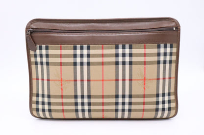 Burberry Clutch in Brown Check Canvas