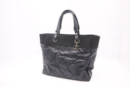 Chanel Paris Biarritz Tote Bag in Black MattelassÃ© Leather
