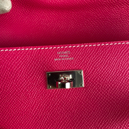 Hermes Portefeuille Kelly Classique Epsom Rose tyrien- O Stamp