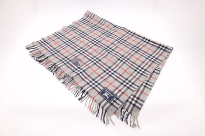 Burberry Scarf in Grey Checked Wool