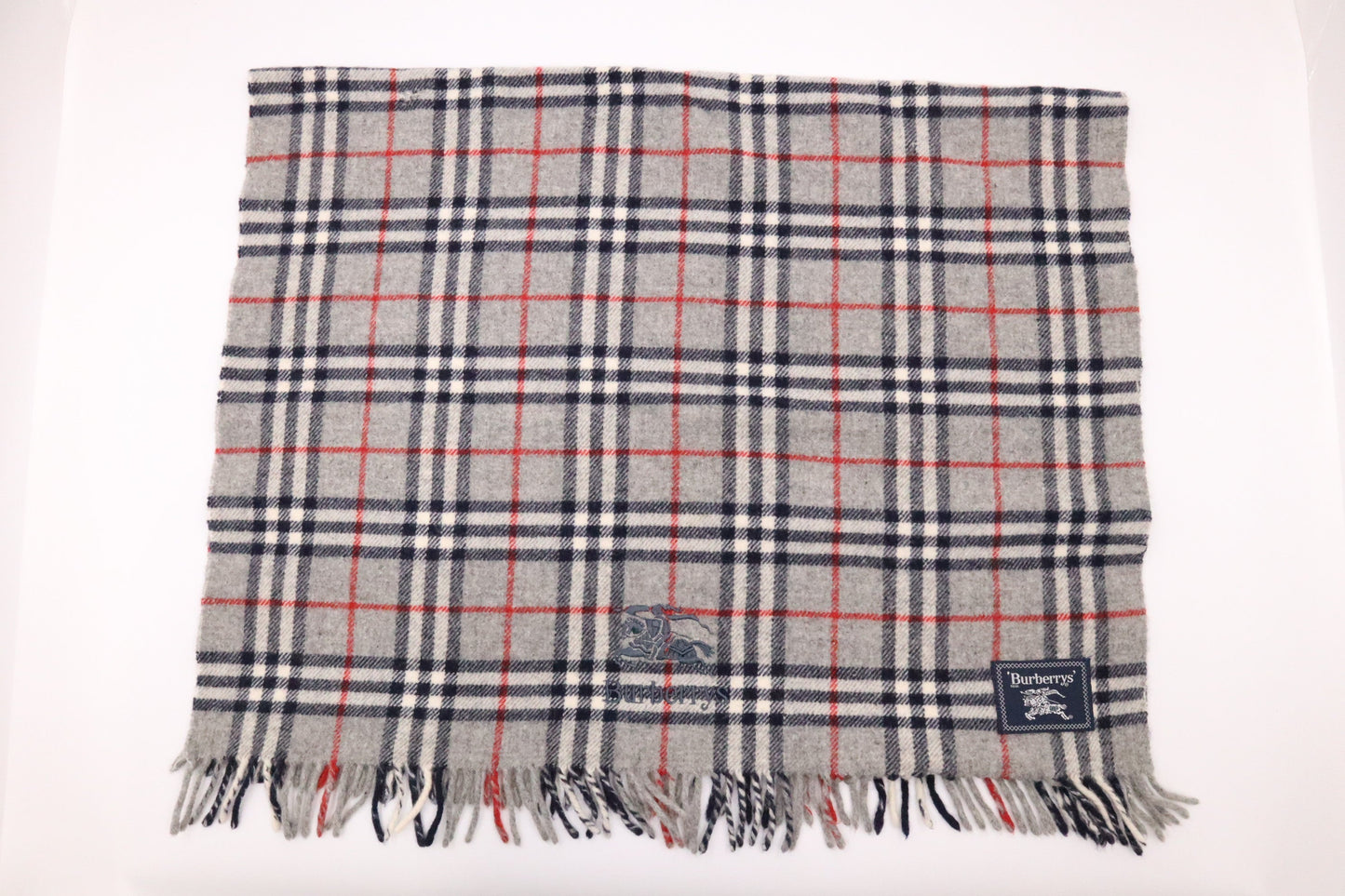 Burberry Scarf in Grey Checked Wool