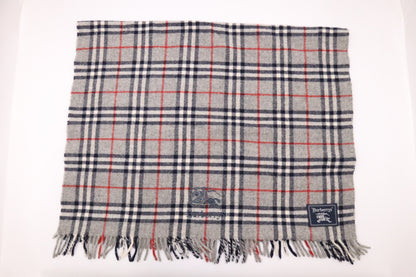 Burberry Scarf in Grey Checked Wool