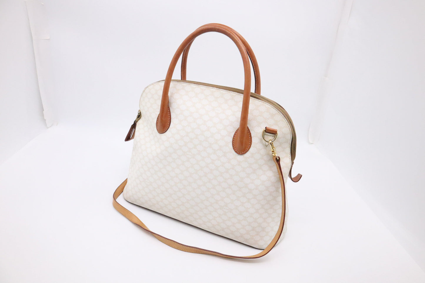 Celine Handbag in White Macadam Canvas