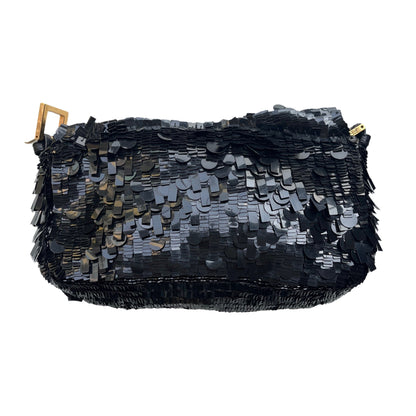 Fendi Baguette Multi-shape Black Sequins with Red Buckle