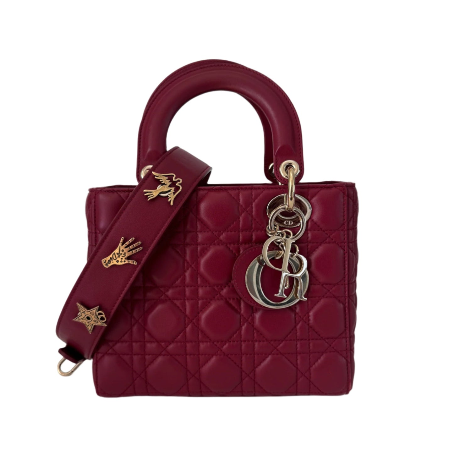 Lady Dior Small My Abcdior Burgundy Lambskin Cannage Leather Gold Hardware 2017
