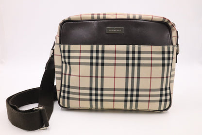 Burberry Messenger Bag in Beige Check Canvas